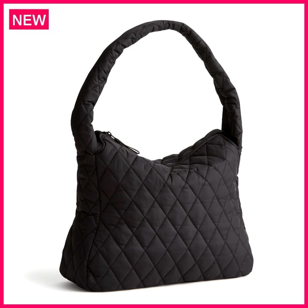 Featherweight Hobo Tote Bag 17x12x5 Lightweight Quilted Recycled Fabric - Picture 1 of 5